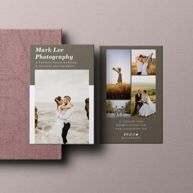 Modern Minimal 4 Photo Collage Photographer Business Card (Creator Uploaded)