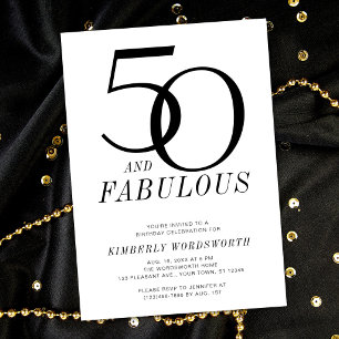 Modern Minimal 50 and Fabulous Fiftieth Birthday Invitation
