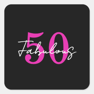 Modern Minimal 50 Fabulous 50th Birthday Party Square Sticker