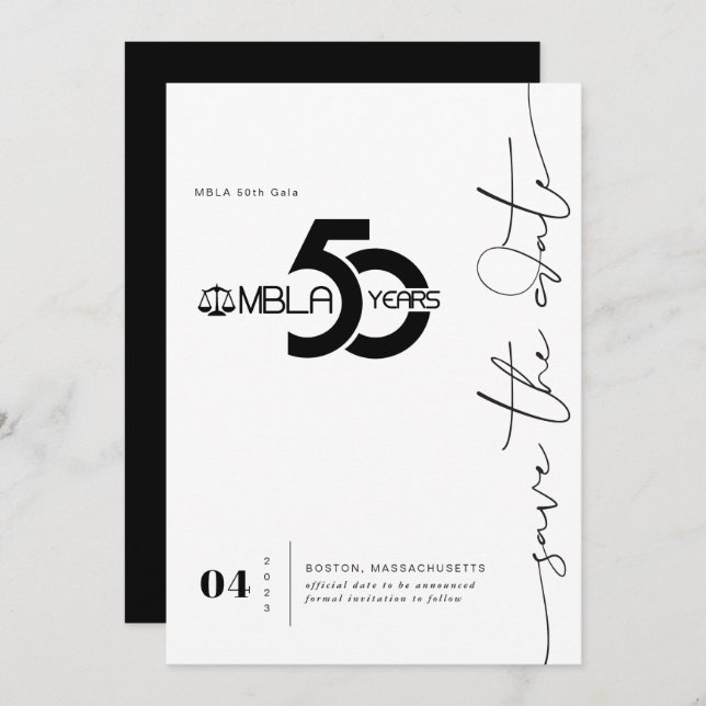 Modern Minimal | 50th Gala Save the Date (Front/Back)