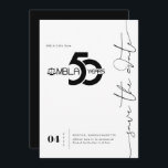 Modern Minimal | 50th Gala Save the Date<br><div class="desc">This minimal save the date card features "save the date" in a beautiful free-spirited script that can be changed to any colour. Background colour can be personalised as well. These professionally designed cards are quickly customisable. Add your custom wording to this design by using the "Edit this design template" boxes...</div>