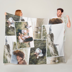 Modern minimal 5 photo elegant fleece blanket