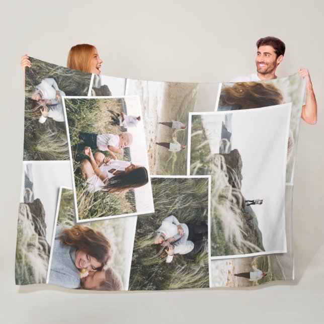 Modern minimal 5 photo elegant fleece blanket (In Situ)