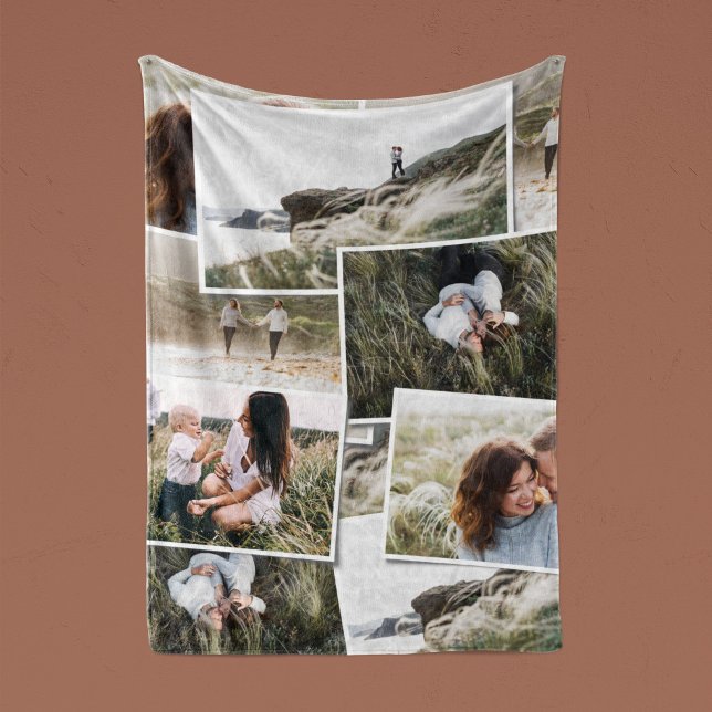 Modern minimal 5 photo elegant fleece blanket (Creator Uploaded)