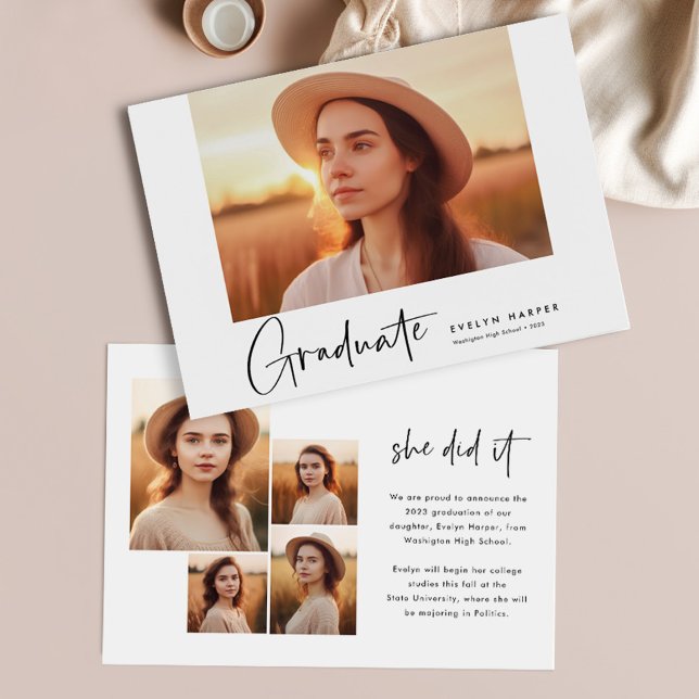 Modern Minimal 5 Photo Graduation Announcement (Creator Uploaded)