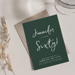Modern Minimal 60th Birthday Script Emerald  Invitation<br><div class="desc">An elegant "60th Birthday" party invitation design with modern typography and custom text.</div>