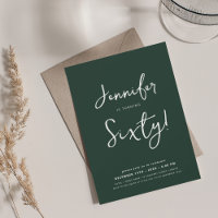 Modern Minimal 60th Birthday Script Emerald 
