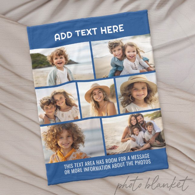 Modern Minimal - 7 Photo Collage Fleece Blanket (Custom Photo Blanket - Makes a Great Gift)