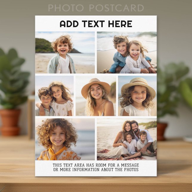 Modern Minimal - 7 Photo Collage Postcard (Photo Postcard - Add Your Photos for a unique greeting card)