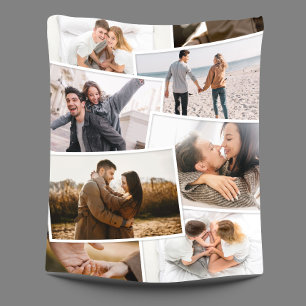 Modern minimal 8 photo elegant fleece blanket