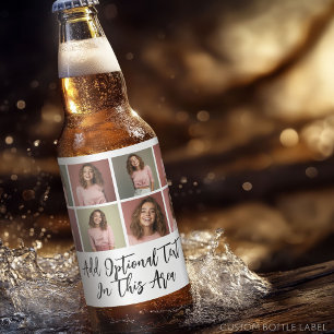 Modern Minimal 8 Photo Grid Collage - White Beer Bottle Label