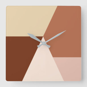 Modern minimal abstract geometric cappuccino square wall clock