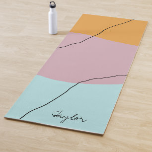 Modern minimal abstract geometric colourful patter yoga mat