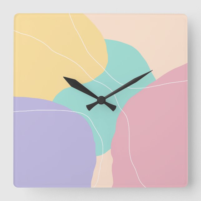 Modern minimal abstract geometric ice cream colour square wall clock (Front)