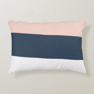 Modern minimal abstract geometric navy blue pink decorative cushion