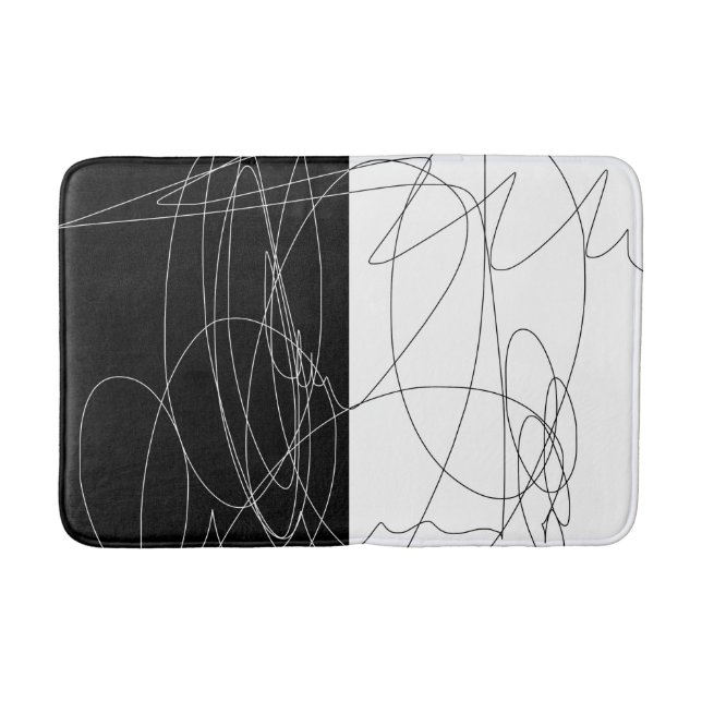 Modern minimal abstract scribble line art bath mat (Front)