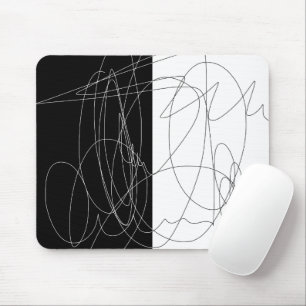 Modern minimal abstract scribble line art mouse pad