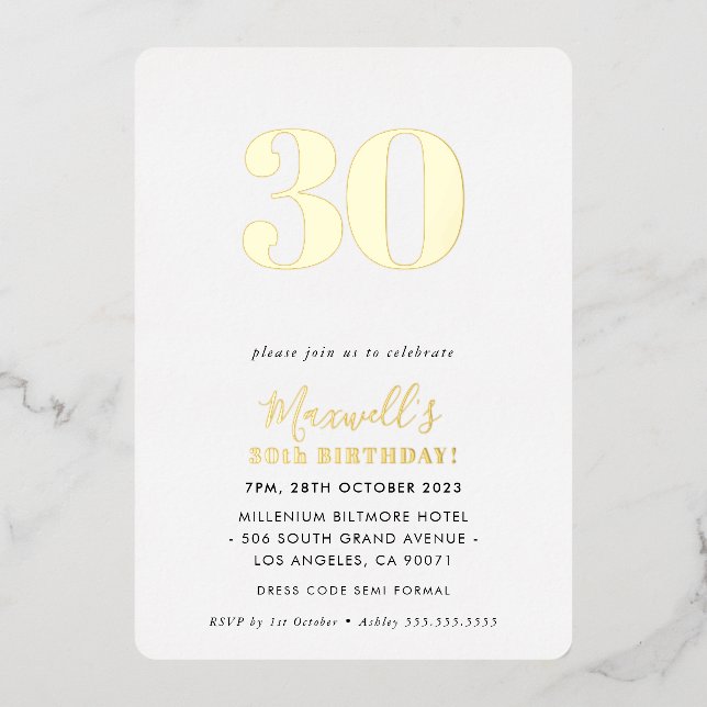 MODERN MINIMAL age simple chic 30th birthday gold (Front)