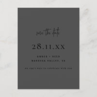 Modern Minimal All Black Simple Save The Date