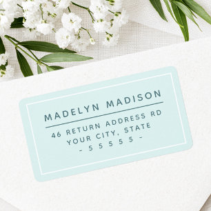 Modern minimal aqua blue return address label