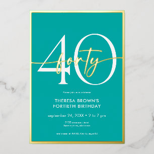 Modern Minimal Aqua Forty Script Birthday