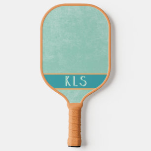 Modern Minimal Aqua Orange Monogram Pickleball Paddle