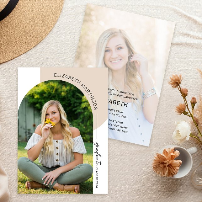 Modern Minimal Arch 2 Photo Graduation Announcement (Creator Uploaded)