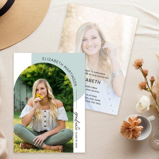 Modern Minimal Arch 2 Photo Graduation Announcement (Creator Uploaded)