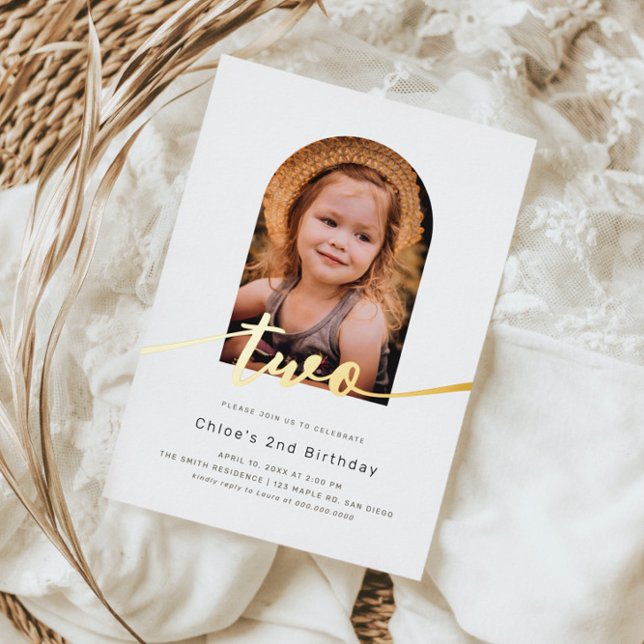 Modern Minimal Arch Photo 2nd Birthday (Creator Uploaded)