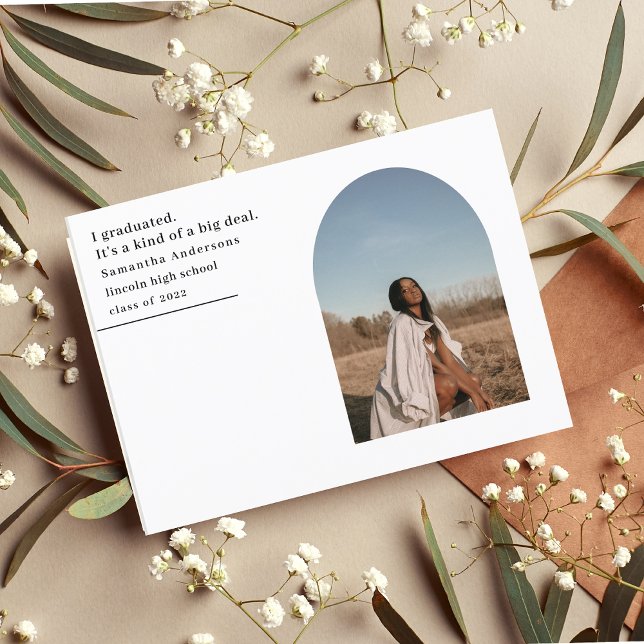 Modern Minimal Arch Photo Graduation Announcement  Postcard (Creator Uploaded)
