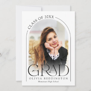 Modern Minimal Arch Photo Graduation Party Invitation