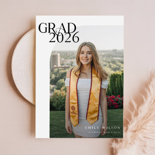 Modern Minimal Arch Photo Graduation Thank You Postcard