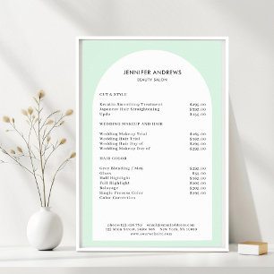 Modern Minimal Arch Salon Price List Poster