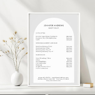 Modern Minimal Arch Salon Price List Poster