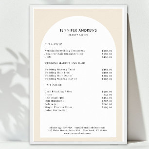 Modern Minimal Arch Salon Price List Poster