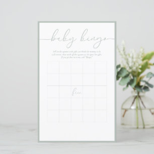 Modern Minimal   Baby Bingo Game Card