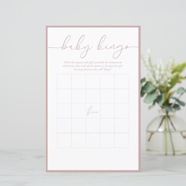 Modern Minimal | Baby Bingo Game Card (Standing Front)