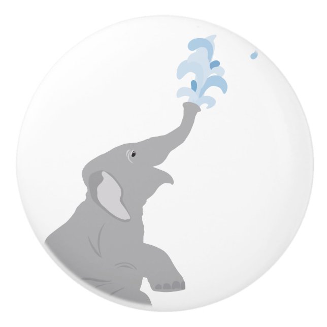 Modern Minimal Baby Elephant Ceramic Pull Knob (Front)
