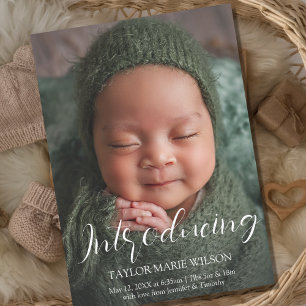 Modern Minimal Baby Photo Birth Announcement