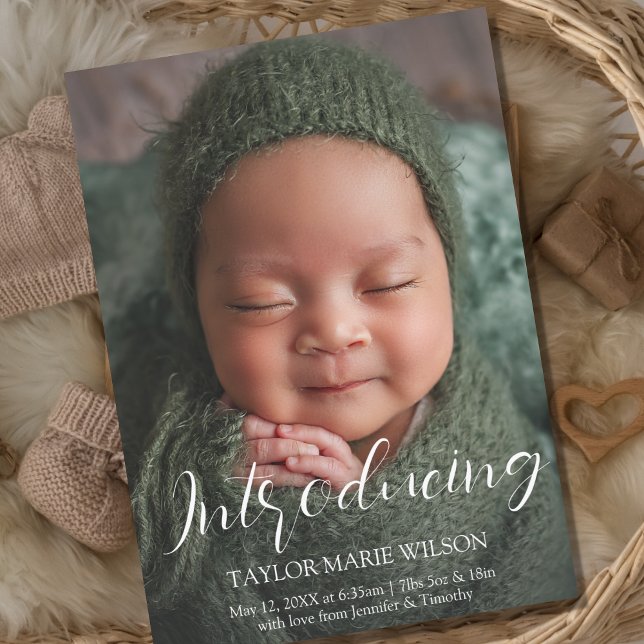 Modern Minimal Baby Photo Birth Announcement (Creator Uploaded)