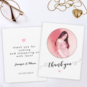 Modern minimal baby shower mummy photo thank you card