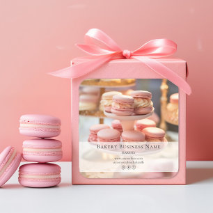 Modern Minimal Bakery Custom Photo  Square Sticker
