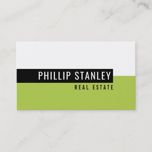 MODERN MINIMAL BAND simple bold black lime green Business Card (Front)