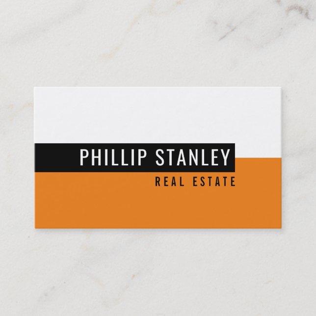 MODERN MINIMAL BAND simple bold black orange Business Card (Front)
