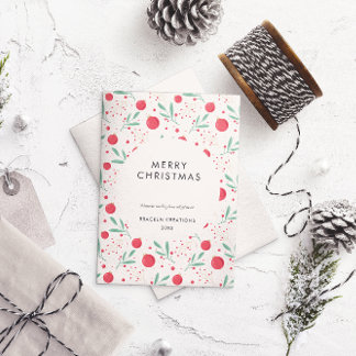 Modern Minimal Bauble Pattern Corporate Christmas Holiday Card