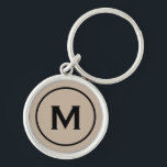Modern Minimal Beige Black Monogram Key Ring<br><div class="desc">Personalised Modern Minimal Monogrammed Keychain Monogram Initial Beige Black. Perfect as holiday gift,  family reunion favours,  thank you gift for groomsmen and gift for any special occasion.</div>