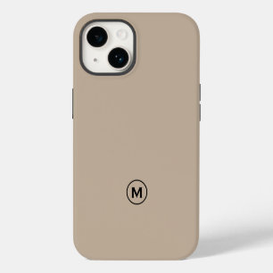 Modern Minimal Beige Monogram iPhone 14 Case