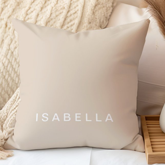 Modern Minimal Beige Personalised Name Cushion (Creator Uploaded)