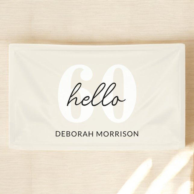 Modern Minimal Beige typography 60th birthday Banner (Creator Uploaded)