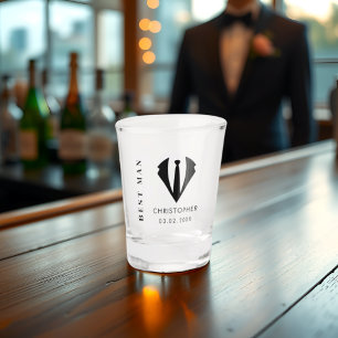 Modern Minimal Best Man Name Wedding Party Gift Shot Glass